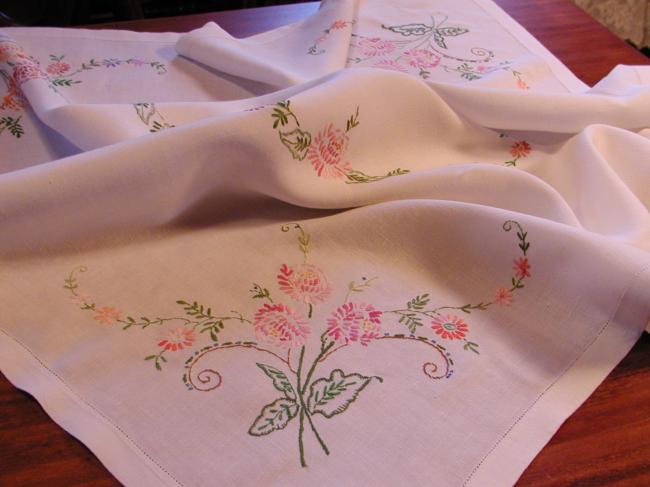 Gorgeous aster and field flowers embroidered tablecloth