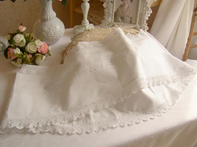 Superbe bas de jupon avec broderie anglaise faite à la main 1900
