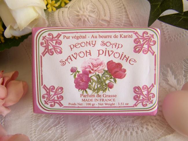 Adorable savon enveloppé parfumé à la Pivoine, 100grs