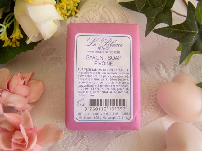 Adorable savon enveloppé parfumé à la Pivoine, 100grs