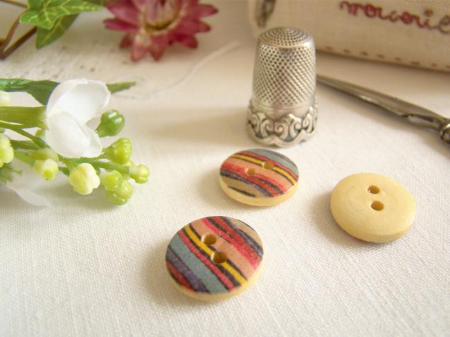 Adorable petit bouton en bois, motif herbes multicolores Ø 15mm