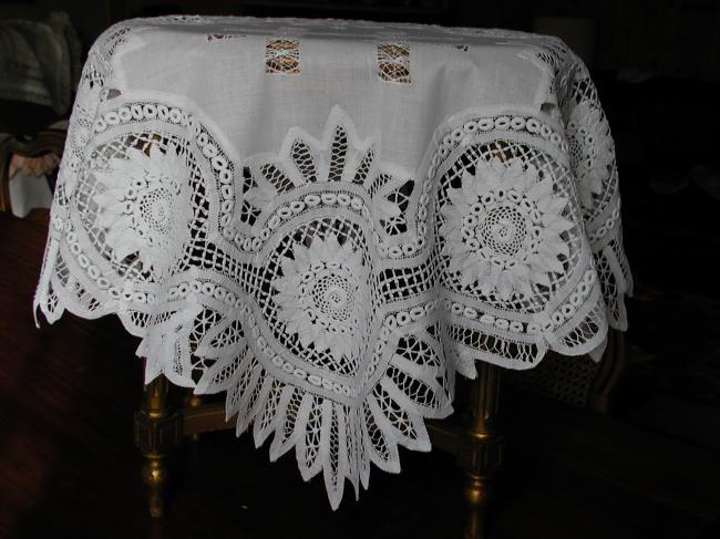 Gorgeous battenberg lace tablecloth 1890