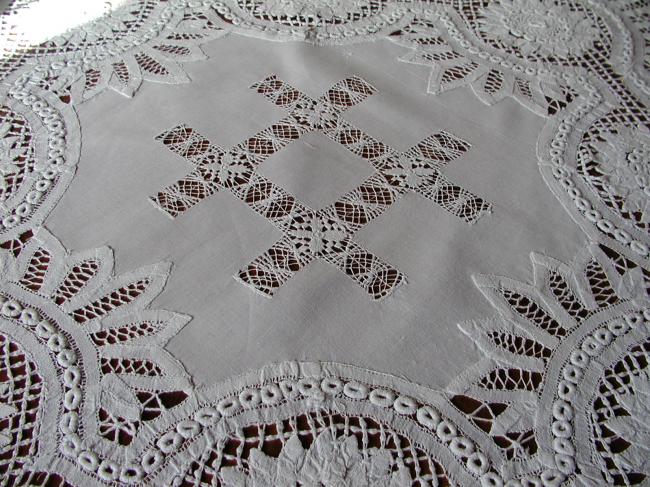 Gorgeous battenberg lace tablecloth 1890