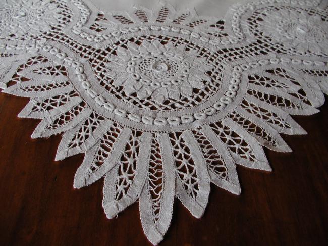 Gorgeous battenberg lace tablecloth 1890