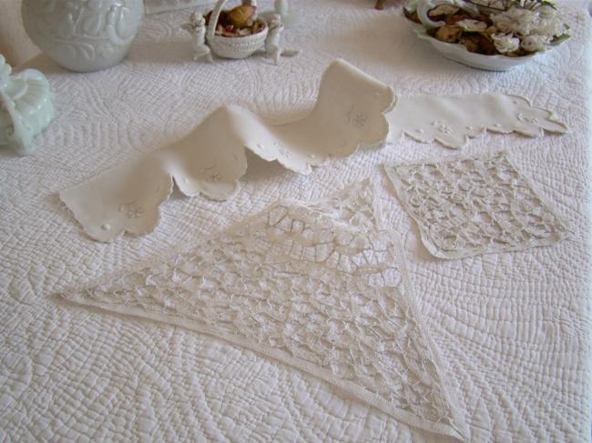 Petit lot pour couturière, insertions et bande de broderie festonnée