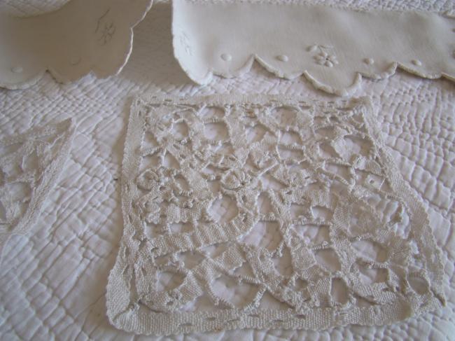 Petit lot pour couturière, insertions et bande de broderie festonnée