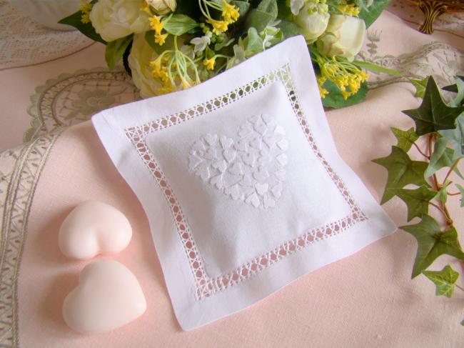 Sweet lavender sachet with hand-embroidered small hearts