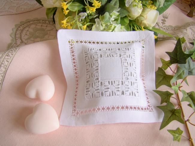 Sweet lavender sachet with hand-embroidered Teneriff drawn thread river