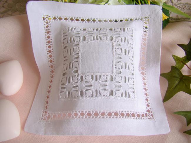 Sweet lavender sachet with hand-embroidered Teneriff drawn thread river