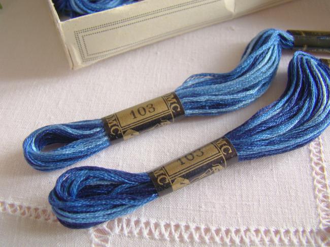 Echeveau Coton mouliné spécial DMC n°25, couleur 'Bleu Atlantique' ombré  N°103