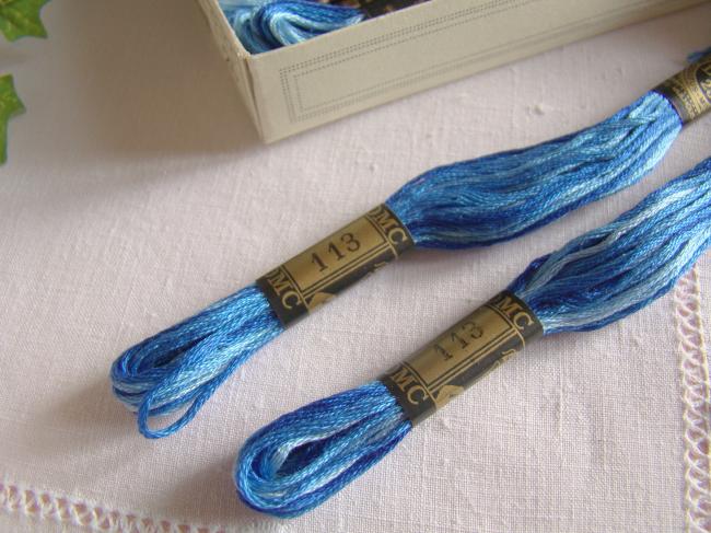 Echeveau Coton mouliné spécial DMC n°25, couleur 'Divers bleus' ombré  N°113