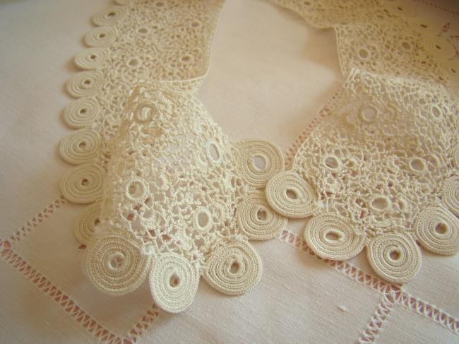 Superb fine collar hand-made irish guipure lace 1900
