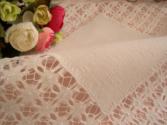 Lovely linen drawn thread openwork tablecloth 1900