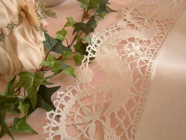 Wonderfull large table runner with gorgeous Cluny bobbin lace