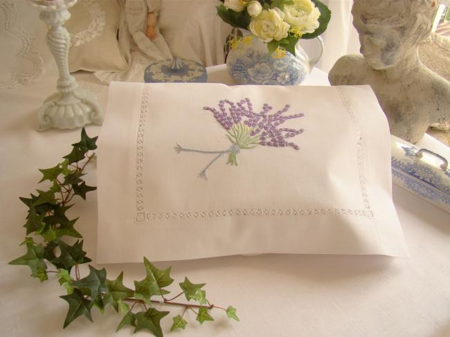 Romantic nightdress case with hand-embroidered Lavender