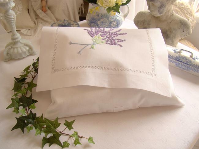 Romantic nightdress case with hand-embroidered Lavender