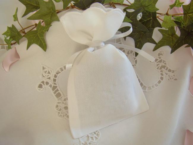Lovely lavander sachet with hand-embroidered heart of small flowers