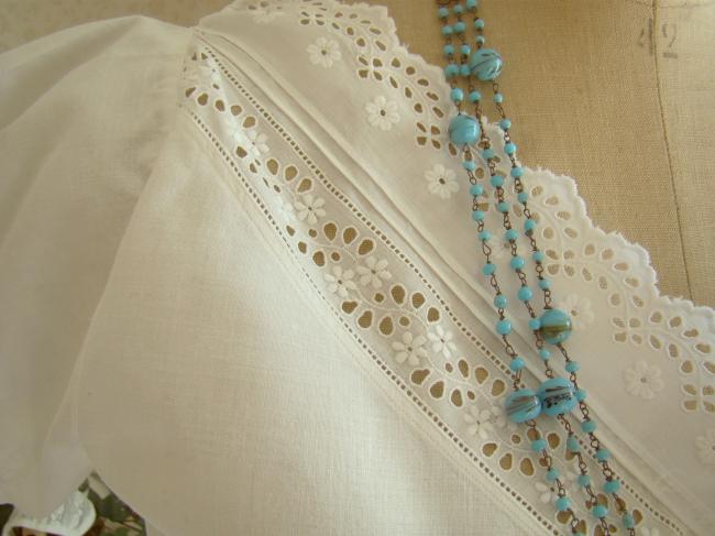 Romantique cache-corset en coton avec galons de broderie anglaise