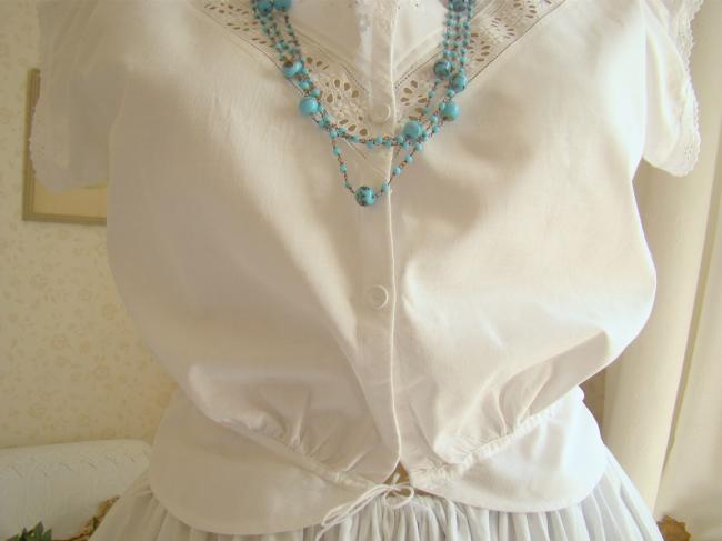 Romantique cache-corset en coton avec galons de broderie anglaise