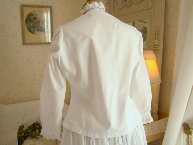 Lovely blouse with small pleats and flounces of  broderie anglaise 1900