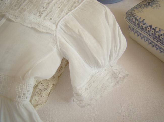 Wonderful little ceremonial baby dress with religious pleats & Valenciennes lace