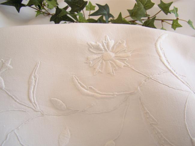 Gorgeous little sheet with abundance of hand-embroidered flowers