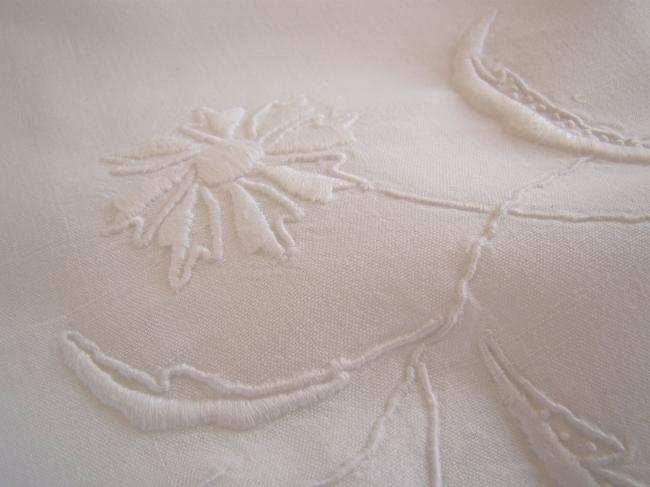 Gorgeous little sheet with abundance of hand-embroidered flowers