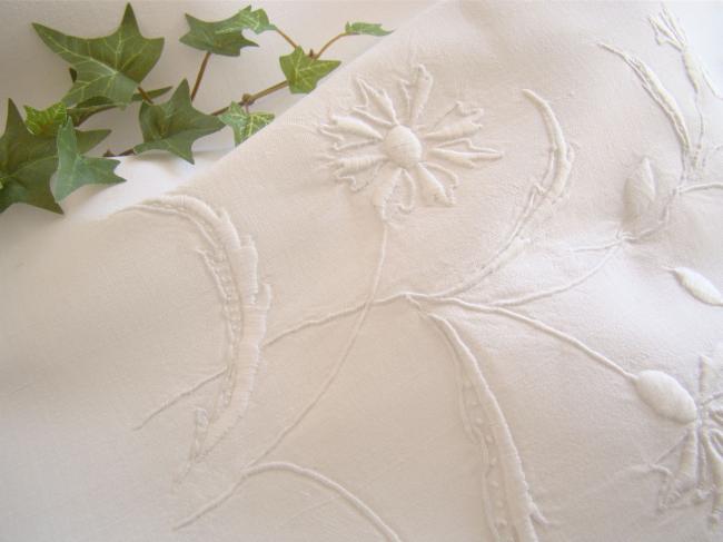 Gorgeous little sheet with abundance of hand-embroidered flowers