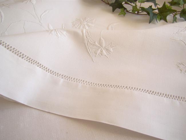 Gorgeous little sheet with abundance of hand-embroidered flowers