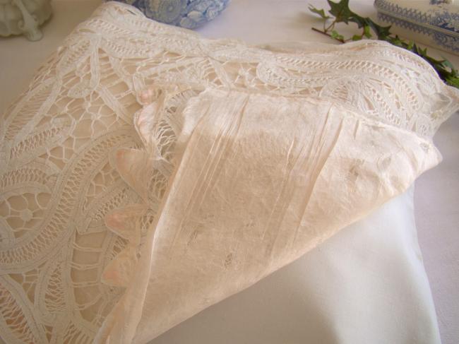 Lovely nightdress case with Renaissance tape lace embroidery