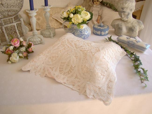 Lovely nightdress case with Renaissance tape lace embroidery