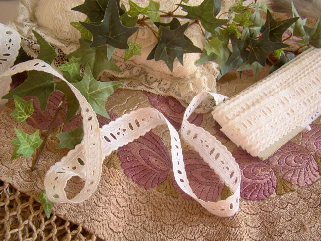 Charmante bande passe-ruban festonnée d'entre-deux en broderie (22mm)