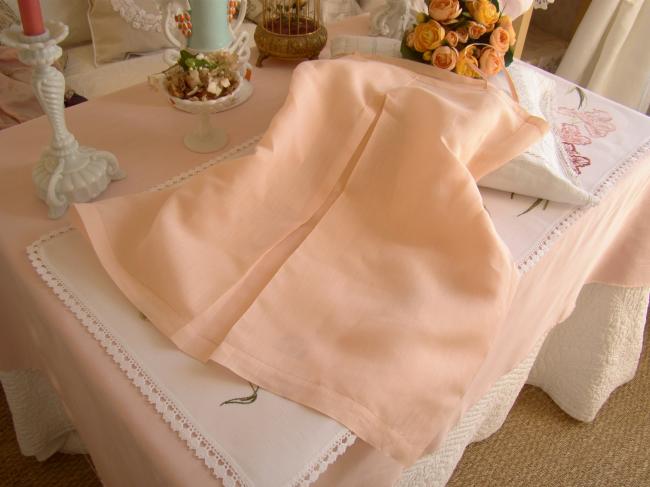 Romantique chemise de jour en linon rose saumon et dentelle Reticella 1930