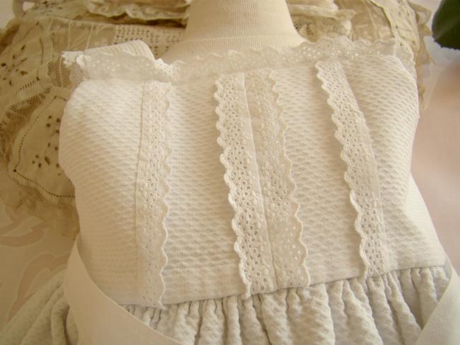 Adorable robe de baptême en piqué de coton & broderie anglaise 1920