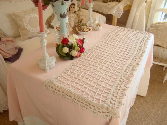 Lovely crochet d'art lace buffet runner