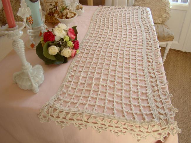 Lovely crochet d'art lace buffet runner