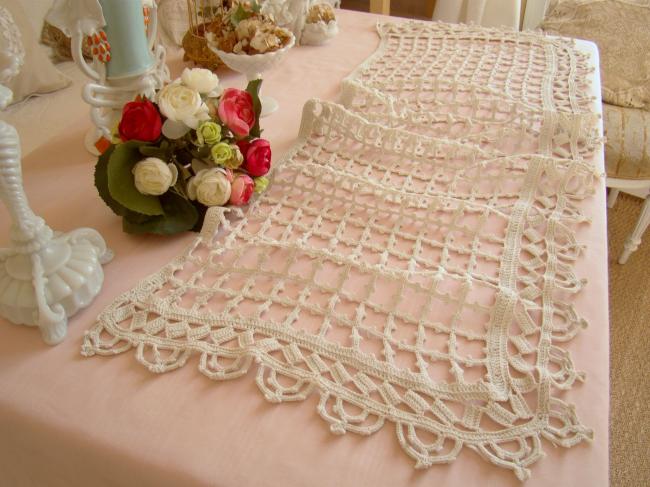 Lovely crochet d'art lace buffet runner