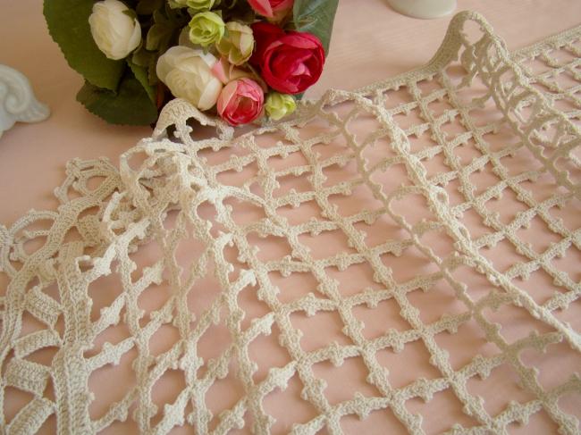 Lovely crochet d'art lace buffet runner