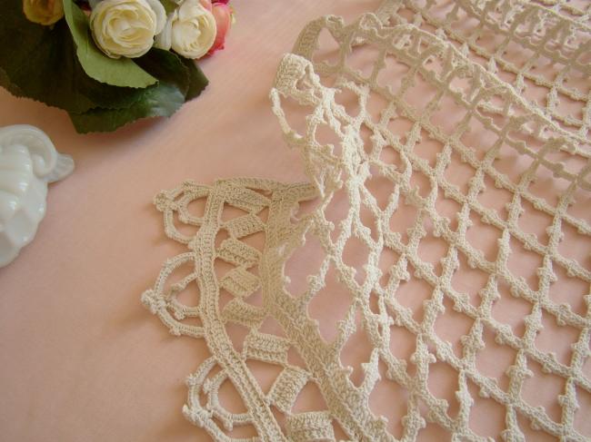 Lovely crochet d'art lace buffet runner