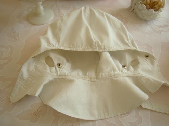 Amusant ancien bonnet d'aviateur en toile avec oreillettes amovibles