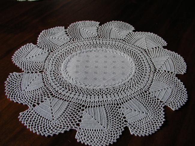 Lovely white crochet lace damask doily