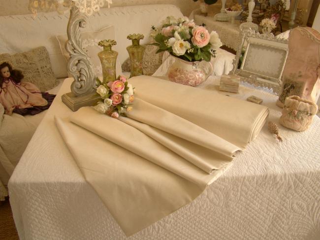 Superbe coupon ancien de toile en pur fil de lin en 215 cm de largeur