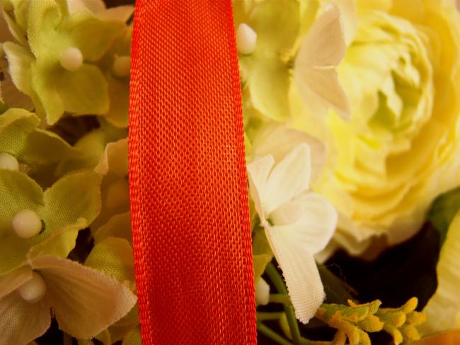 Ancien ruban tissé en rayonne de couleur orange foncé (15mm)