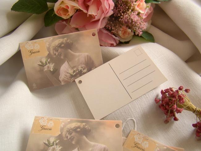 Amusante carte-lettre 'Grazie' Jeune femme et son bouquet de muguet