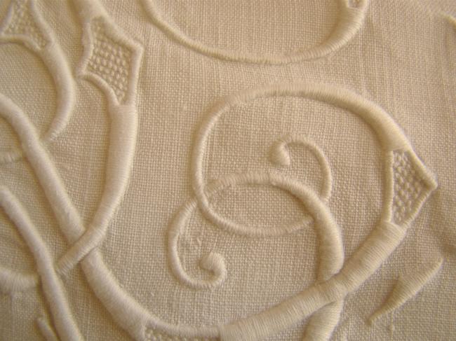Superbe bordure de drap en pur fil brodé et insertions de Venise, Mono LL