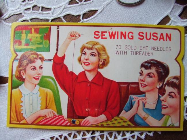 Merveilleuse pochette d'aiguilles américaines SEWING SUSAN  années1940-50