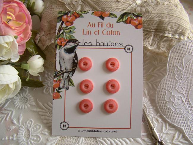 carte de 6 petits boutons avec motif style couture, en Ø 14 mm 