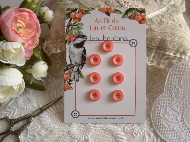 carte de 7 petits boutons carrés roses en Ø 12 mm 