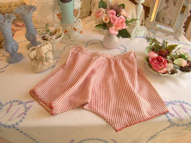 Amusante culotte panty en coton doublé flanelle à rayures rouges 1940