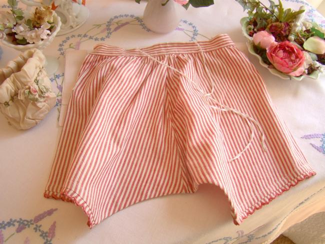 Amusante culotte panty en coton doublé flanelle à rayures rouges 1940